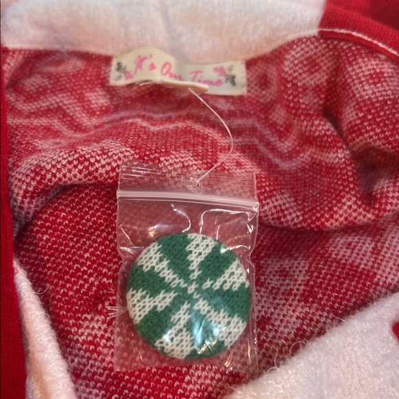NWT Red/White Knit  Sleeves Christmas Dress  & Festive Buttons Mini Sz M - Picture 9 of 9